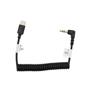 PRO Audio Cable USB-C male to 3.5mm TRS male RT Angle - 8.5" coiled adapter (9047)