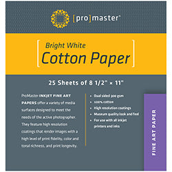 PRO INKJET PAPER (8.5X11, 25 SHEETS) - BRIGHT WHITE COTTON (5334)