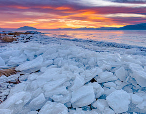 Fiery Sunset on the Ice - Utah Lake