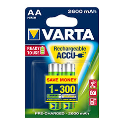 PRO VARTA BATTERY AA RECHARGEABLE PRECHARGED 2-PACK