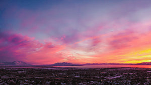 Vibrant Winter Sunset - Utah Lake