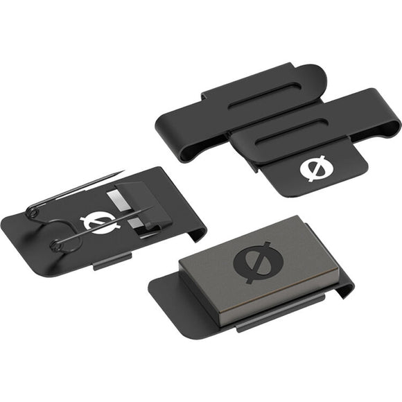 Set of three clips for maximum versatillity when mounting the Wireless GO products onto talent and other objects